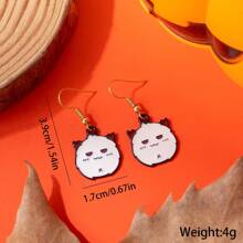 1 par/6 pares de pendientes novedosos y de moda con diseños de gato, murciélago, momia y escoba de bruja para mujeres, regalos de fiesta de Halloween para amigos