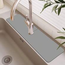 1pc Solid Color Sink Faucet Suction Cup Mat, Drain Mat, For Kitchen, Bathroom Sink, Countertop, Drain Mat, Silicone Washbasin, Trimmable And Quick-Drying Mat - Multicolor - View 22
