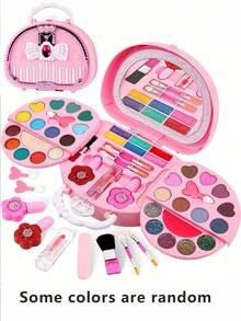 女童化妆套装公主化妆包礼盒儿童演出彩妆套装仿真梳妆台口红眼影腮红儿童过家家化妆化妆品非真妆 - M-635 彩妝包 - 查看 10