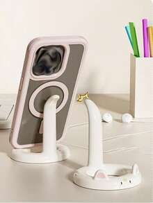 1pc Cute Cat Phone Stand, Creative Desk Decor Accessory Holder For Streaming, Dorm Room Bedside