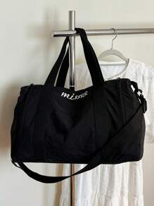 Bolsa de Viagem Multifuncional Unissex com Impressão de Letras, Grande Capacidade de Armazenamento de Roupas com Compartimento para Sapatos, Alça de Ombro Destacável e Ajustável, Adequada para Viagem, Férias, Esportes, Bolsa de Fitness para Acessórios Escolares e Materiais Escolares