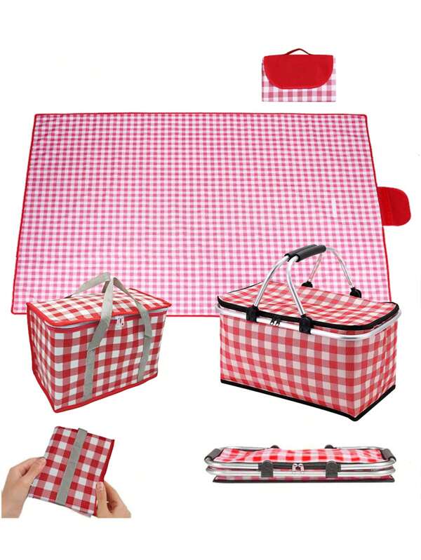 28L und 36L Picknickkorb mit 15x20cm Decke für Paare, 4-6 Personen, isolierte faltbare Kühltaschen mit Griffen, Camping Zubehör, Tailgating Grundbedarf für die Familie, Sommergeschenk
