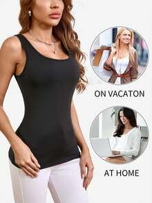 1 pieza Camiseta de tirantes versátil, se puede usar sin sostén, adecuada para uso casual, deportivo, yoga y como camiseta interior