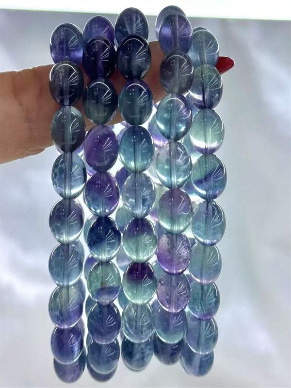 Pulsera de una vuelta con cuentas de 8mm de fluorita natural azul marino, al por mayor, cadena de cristal de fluorita natural versátil de verano, adorno de cristal