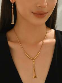 3 PiecesSet Fashionable Unique Elegant Retro Tassel Pendant Necklace Set For Women