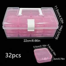 1 pieza Caja de exhibición de joyería de plástico transparente, organizador de sobremesa a prueba de polvo para joyería DIY, cuentas, colgantes, cristales, gemas