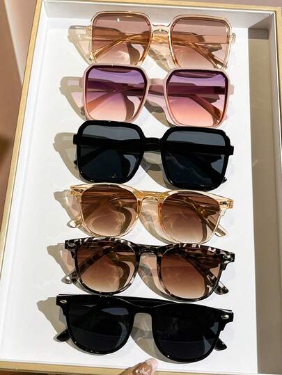 Juego de 3/6 gafas de mujer con marco geométrico, elegante estilo bohemio, moderno y sencillo, para actividades al aire libre, viajes, conducción, camping, fotografía callejera y otros accesorios