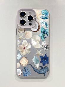 1pc Fashion Seashell Flower Whale Collage Aesthetic White IMD Anti-Fall Anti-Fingerprint Phone Case Compatible With IPhone 16/16Pro/16Plus/15/15ProMax/15Pro/11/12/13/14ProMax/11Pro/11ProMax/12Pro/12ProMax/13Pro/13ProMax/14Pro/14ProMax, Creative Premium - Multicolor - View 4
