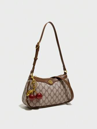 Fashionable, Classic And Versatile Solid Color PU Waterproof Fabric Shoulder Bag, Metal Buckle Decorative Design Underarm Baguette Bag, Full Body Print Design Shoulder Bag, Suitable For Shopping, Commuting To Work, Going Out For Parties And Gatherings