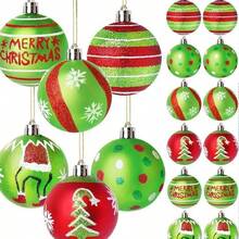 12个2.4英寸圣诞球挂饰，红绿闪亮吊坠，适用于圣诞树装饰、家居装饰、房间装饰、冬季圣诞装饰、家居圣诞礼物、圣诞装饰品 - 彩色 - 查看 5