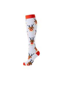 1 Pair Women Compression Socks, Knee High Socks, Cute Nurse Compression Socks, Y2k, Cozy