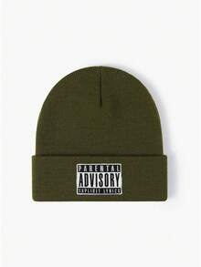 1 chiếc mũ len đan thêu chữ "ADVISORY", mũ len trượt tuyết Hip Hop ấm áp co giãn cho mùa thu/đông, trang phục thu thời trang Y2K - mũ dệt kim - Xem 10