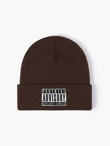 1 chiếc mũ len đan thêu chữ "ADVISORY", mũ len trượt tuyết Hip Hop ấm áp co giãn cho mùa thu/đông, trang phục thu thời trang Y2K - mũ dệt kim - Xem 5