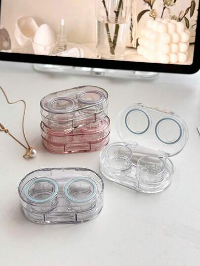 XIANG YU A New Type Of Transparent Leak Proof Contact Lens Box, Contact Lens Box, Lens Box, Storage Box, Suitable For School Outdoor Travel And Home Essential Storage Tools.School