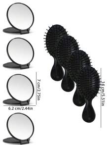 6/12 piezas Espejo de maquillaje pequeño y redondo, plegable y portátil, para uso diario y de viaje, regalo para el Día de la Madre (Negro)