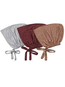 1pc Women Modal Solid Color Drawstring Elastic Headscarf Cap Sleep Bonnet - Strappy Bottom Hat - View 27