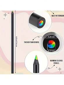 12/24 支彩虹铅笔，彩色铅笔，彩色组合木制黑色木制素描绘画用品，适合生日礼物，派对礼物，万圣节礼物，圣诞节礼物绘画'最喜欢，返校