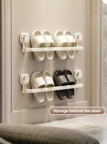 No-Drill Bathroom Shoe Organizer – Strong Suction Cup Mount – Holds 3-4 Pairs – Space-Saving Design