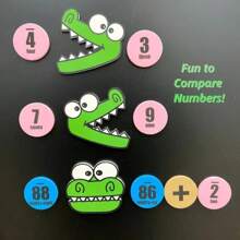 Juego de 8 piezas de imanes con símbolos matemáticos (>, <, =) - Marcadores en forma de caimán/oruga/insecto para contar y demostrar en el aula, útiles escolares, de vuelta a clases