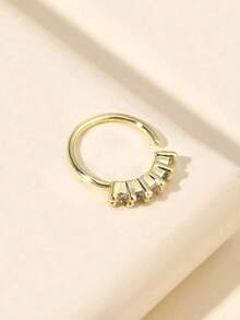 1 件简约单排锆石鼻环，时尚女士鼻环饰品 - 金黃色 - 查看 2