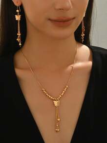 3 PiecesSet Fashionable Unique Elegant Retro Tassel Pendant Necklace Set For Women