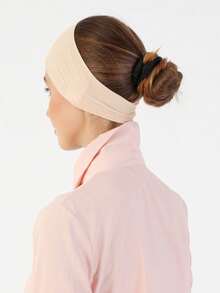 1 件经典纯色女士头带，柔软透气舒适弹性宽带吸水防滑多用途头带发带头巾头巾帽，适合运动、瑜伽、化妆和日常佩戴 - 杏色 - 查看 2