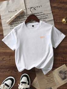 Tween Boys Casual Printed Round Neck Short Sleeve T-Shirt, Summer Tops - White - View 4