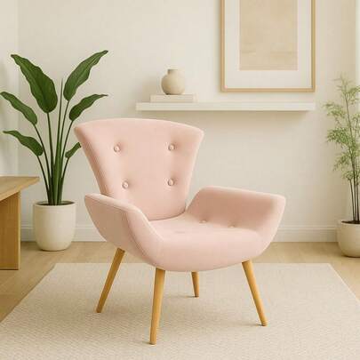 Poltrona Decorativa Aveludada Poltronas Canoa Resistente para Sala Escritório Loja Quarto