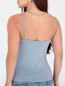 Thin Strap Tank Top In Polyamide Blouse With Lining Suplex Blouse - Grey - View 2