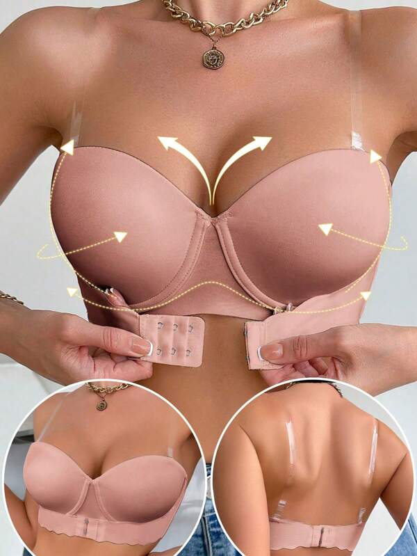 Front Closure Wireless Backless Women Bra, Comfortable Tube Top Lingerie