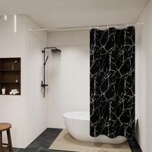 优质黑色大理石纹浴帘，奢华风格，易于清洁，防水，不透明，适用于浴室、酒店、家庭、学校，各种尺寸，可调节，带挂钩浴室装饰
