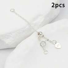 2pcs Heart-Shaped Extender Chain, Copper Adjustable Extensible Chain Connector For DIY Jewelry Making, Used For Necklaces, Anklets, Key Chains