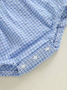 Newborn Baby Girl Romper Farm Outfit Mallard Duck Embroidery Doll Collar Sleevelss Bodysuit  Duck Summer Clothes - 藍色 - 查看 7