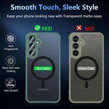 Hensinple For  Galaxy A16 5G Phone Case, Magnetic  A16 5G_4G Case With Screen Protector, Compatible With MagSafe, Not-Yellowing Military Shockproof Cover For  A16 5G Case (Clear) - Magsafe A14-Green - 查看 6