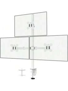 Triple Monitor Stand, Fully Adjustable Three Monitor Desk Mount Fits 3 Screens Up To 27 Inch, 22 Lbs.Weight Capacity Per Arm (M003-W), White - 白色 - 查看 1