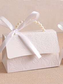 Caja de regalo con 10 piezas de brazaletes de perlas para boda - Elegante empaquetado tipo dulce con asa para despedida de soltera, regalos de fiesta