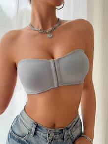 4PCS Women's's Comfortable Multicolour Front Closure Casual Ventilate Strapless Wireless Sexy Soft Lightweight Solid Bralette Lingerie Underwear No Padding Bra - Multicolor - View 4