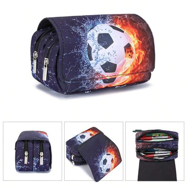 Pencil Case For Boys And Girls, Double-Sided Pattern Pencil Case, Large Storage Wallet Card Case,Compartment Pencil Case For School Students,School Supplies,Back To School