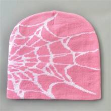 1 件蜘蛛网设计休闲亚克力针织便帽，无檐帽，适合春季、秋季、冬季滑雪、骑自行车、户外活动秋季服装 - 彩色 - 查看 11