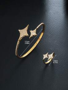 1套铜中东流行满钻大号和小号太阳星手链+戒指闪亮优雅手链戒指套装 - 滿鑽大小芒星手環+戒指 - 查看 6