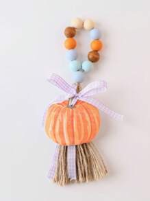 1 件波西米亚风格木珠串挂饰，秋季感恩节 DIY 木制枫叶和米色珠子编织流苏挂饰，适用于家居装饰、感恩节装饰、秋季装饰、圣诞节装饰、餐桌装饰、壁炉架挂饰、入口装饰、日常装饰、房间装饰、墙壁装饰、客厅装饰、秋季装饰，