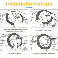 1 Stück Lenkradabdeckung mit Lederprägung, weich & bequem passend für 14,5-15 Zoll Fahrzeuge - Schwarz - Übersicht 7