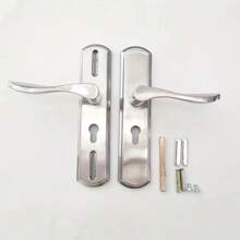 Silver Door Lock With A Single-Sided Hole, Featuring An Inner And Outer Handle Combination, Key Entry, No Power Required, Suitable For Bedrooms Or Bathrooms/Entry Handles/Heavy-Duty Use In Homes And Offices With A Free Latch.