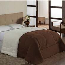 Queen Sherpa Blanket With Sheepskin Comforter 2.40m X 2.20m - 鏽棕色 - 查看 1