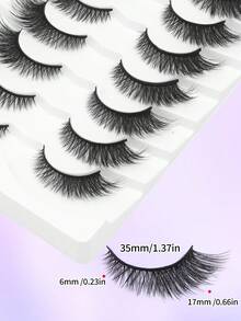 7 Pairs Cat Eye False Eyelashes, Faux Mink Lashes, Flared Ends, Elongate Eye Shape, Soft & Natural, Full-Strip Dramatic Lashes - Black - View 3