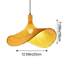竹编灯罩，不含灯和线。中式竹制冥想室、茶馆、餐厅、宾馆灯笼复古创意艺术灯罩 - A - 查看 4