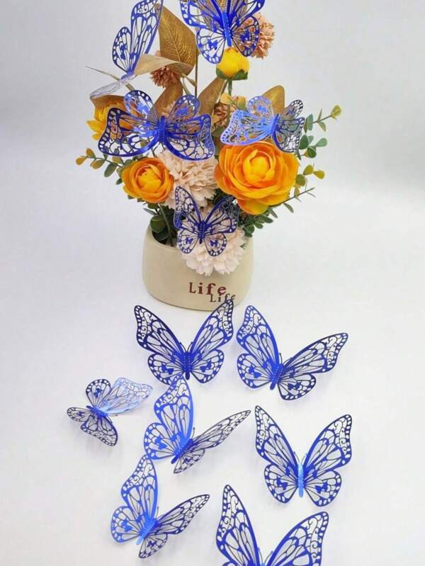 12Pcs/Set 3D Hollow Butterfly Wall Sticker ,Fridge Magnets,Wall Decor & Stickers,Cake Decor Toppers ,Wedding Decor Living Room Home Decor Butterflies Stickers Gender Reveal Party Decor,Fridge Magnets & Refrigerator Magnets.