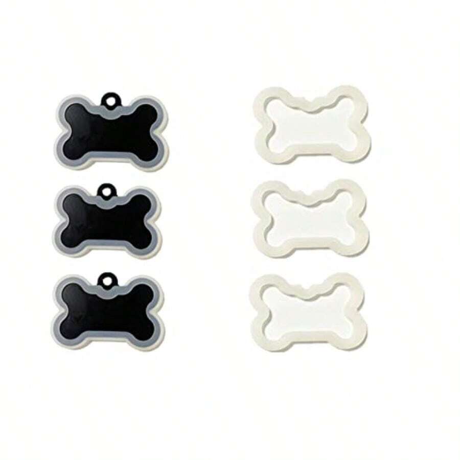 Juego de 6 fundas silenciadoras de etiqueta de perro de gran tamaño con forma de hueso, de silicona, para reducir el ruido de las etiquetas de identificación de las mascotas, de gran tamaño y peso ligero, transparente - como en la foto - Ver 1