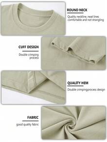 Blueplus Men's Summer Cotton T-Shirt, 220g Weight, 100% Cotton, A Certain Thickness, Versatile And Comfortable To Wear, Very Suitable For Running, Sports, Outdoor Entertainment, | Holiday Gift - Màu Khaki - Xem 4