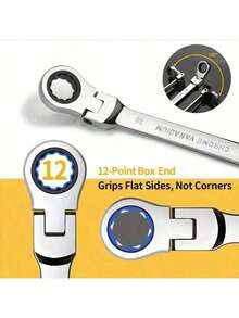 1pc Ratchet Wrench Set, 72 Teeth, 180° Swivel Design, Durable Metal Tool, Suitable For Automotive, DIY, Home Repair, Two-In-One Wrench, Durable Industrial Tool - Silver - View 10